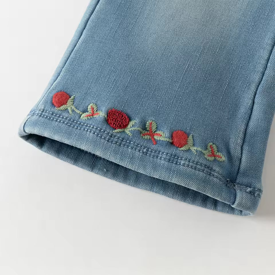 【予約】dave&bella デイブベラ　裾刺繍裏起毛デニムパンツ　DB4253761
