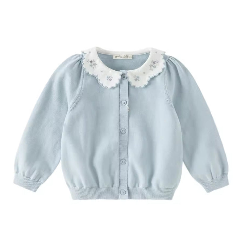 【予約】dave&bella　デイブベラ　フラワー刺繍襟カーディガン　DB1260321