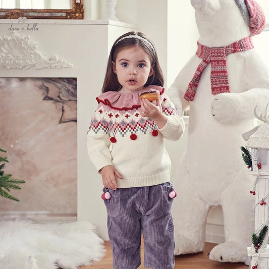 dave&amp;bella pompon winter sweater with attached collar DB4237460