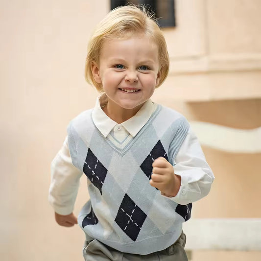 【予約】dave&bella デイブベラ　ライトブルーアーガイルベスト　DB1260364