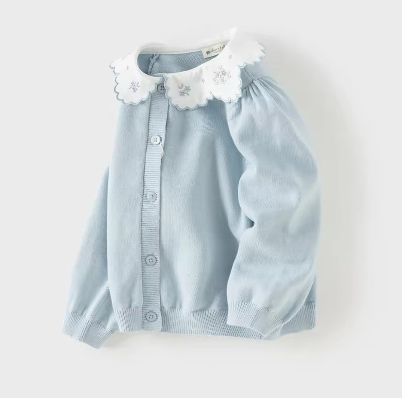 【予約】dave&bella　デイブベラ　フラワー刺繍襟カーディガン　DB1260321