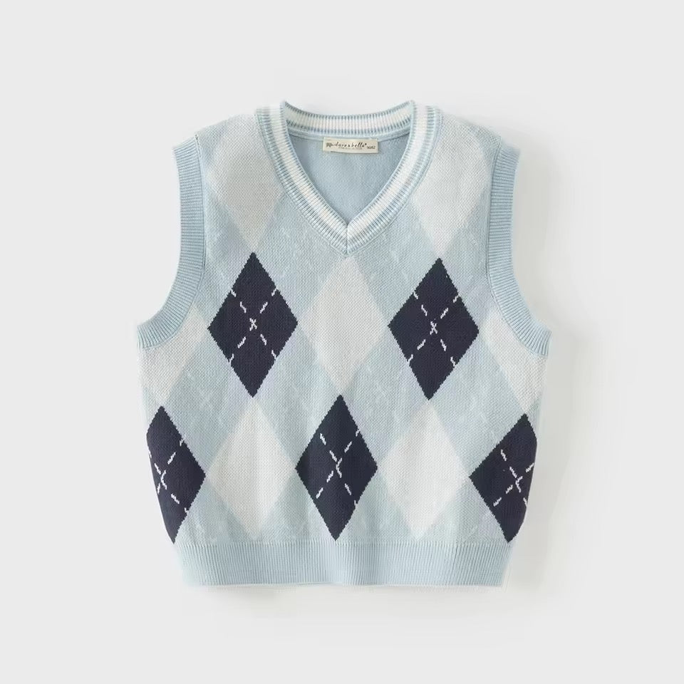 【予約】dave&bella デイブベラ　ライトブルーアーガイルベスト　DB1260364