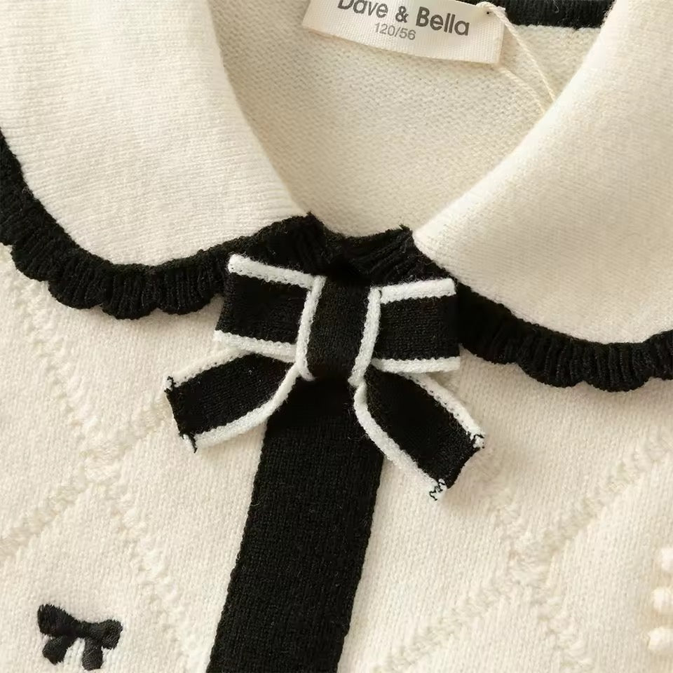 【予約】dave&bella デイブベラ　リボン刺繍ニットワンピース　DK4253846