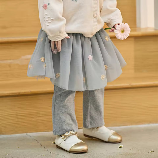 【予約】dave&bella デイブベラ　フラワー刺繍チュールスカートフレアパンツ　DB1260615