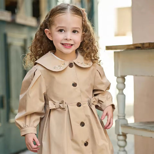 【予約】dave&bella デイブベラ　フラワー刺繍襟トレンチコート　DB1260326