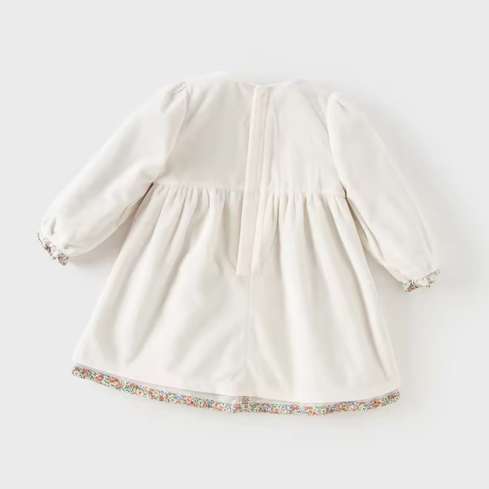 【予約】dave&bella デイブベラ　ニット襟裏起毛フローラルワンピース　DB4251838