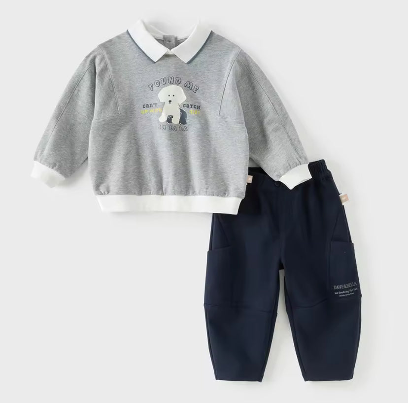 【予約】dave&bella デイブベラ　わんちゃんイラストセットアップ　DB1260912