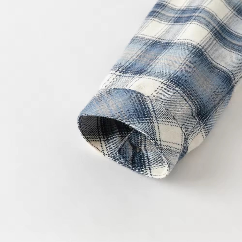 【予約】dave&bella デイブベラ　ブルーチェックシャツ　DK3253032