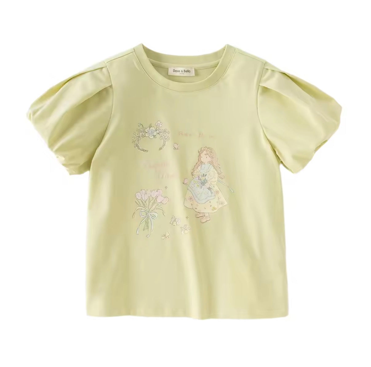 【予約】dave&bella デイブベラ　イラストパフスリーブトップス　DK2261555