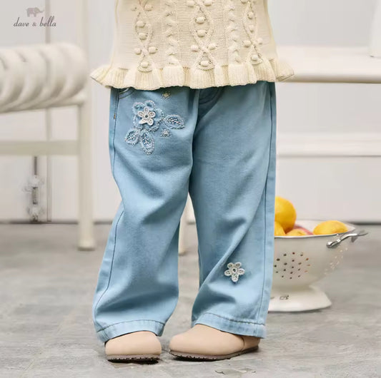 【予約】dave&bella デイブベラ　フラワーデザインデニムパンツ　DB1260317
