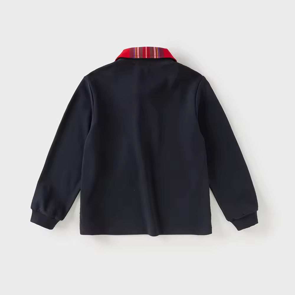 【予約】dave&bella デイブベラ　チェック襟ネイビートップス　DK3254715