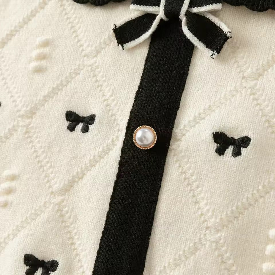 【予約】dave&bella デイブベラ　リボン刺繍ニットワンピース　DK4253846