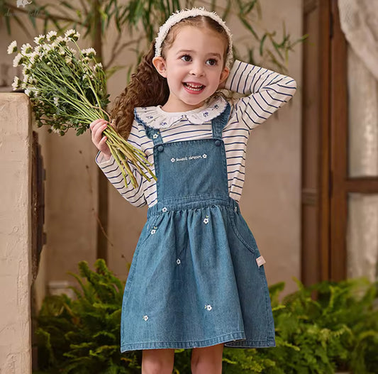 【予約】dave&bella　デイブベラ　フラワー刺繍ジャンパースカート　DB1260556