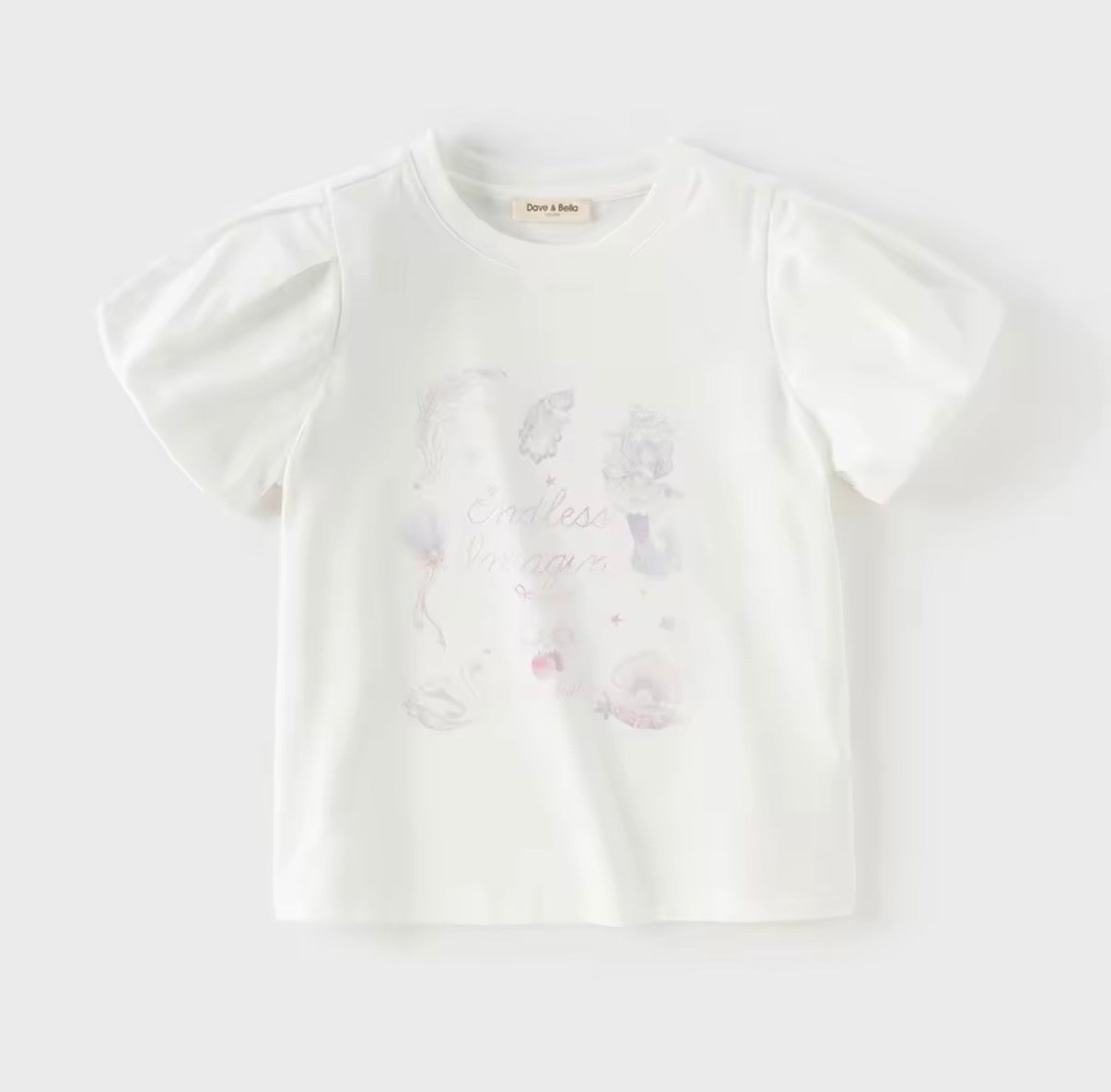 【予約】dave&bella デイブベラ　イラストパフスリーブトップス　DK2261555