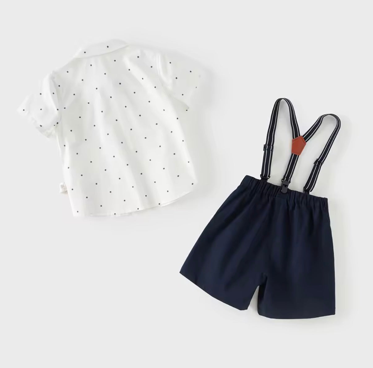 dave&bella デイブベラ　スター柄シャツ&サスペンダーハーフパンツセット　DB2262457
