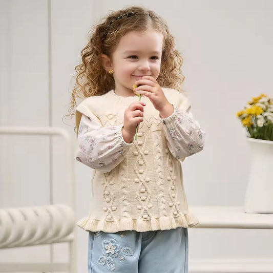 【予約】dave&bella デイブベラ　ぽこぽこ編みベスト　DB1260318