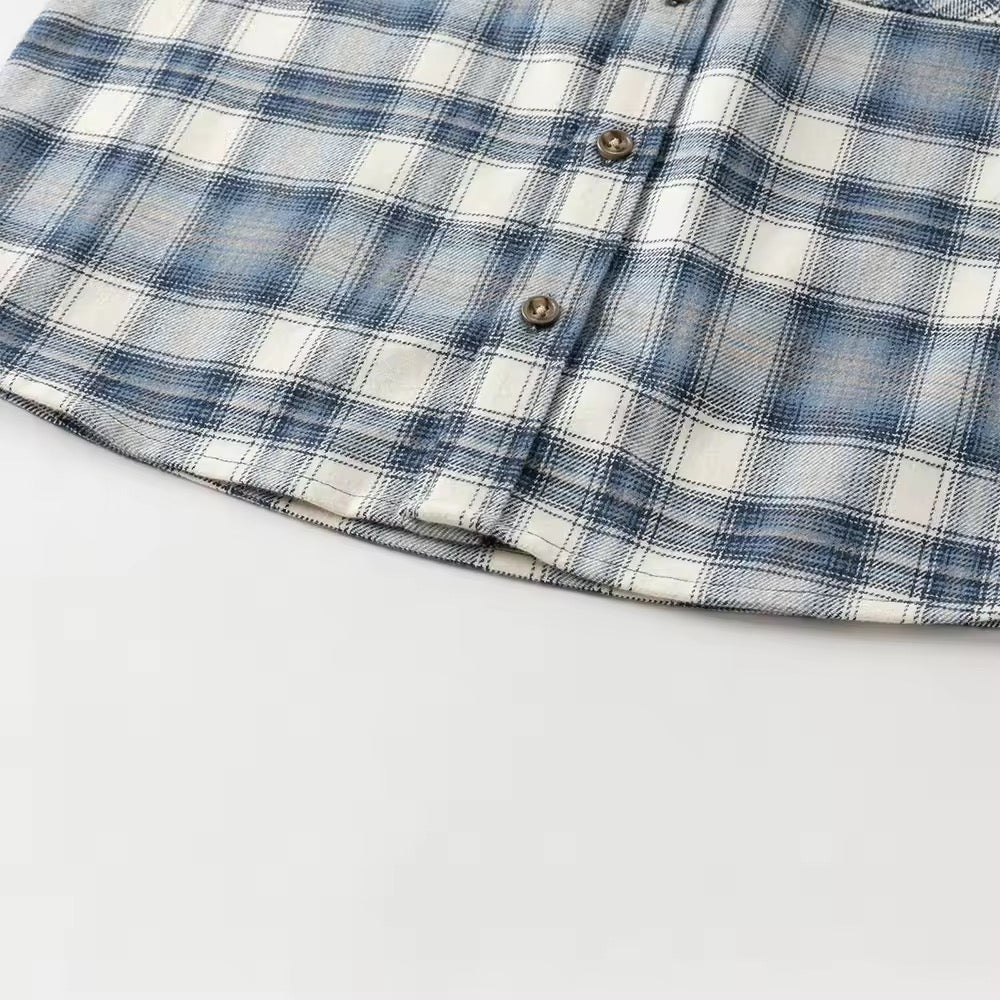 【予約】dave&bella デイブベラ　ブルーチェックシャツ　DK3253032