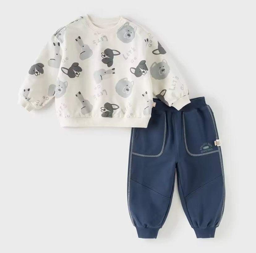 【予約】dave&bella デイブベラ　パピーイラストトップス&パンツセット　DB1260257