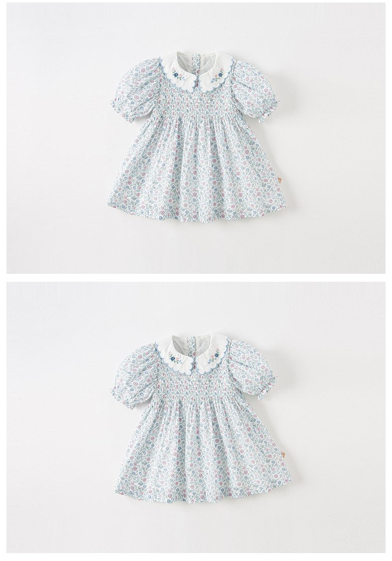 dave&amp;bella Dave Bella Blue Floral Smocking Dress DB2235416