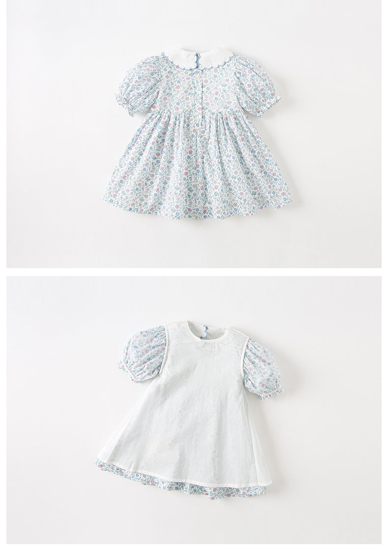 dave&amp;bella Dave Bella Blue Floral Smocking Dress DB2235416