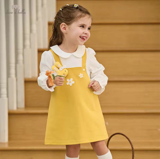 【予約】dave&bella デイブベラ　イエロージャンパースカートドッキングワンピース　DB1260560