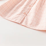 【予約】dave&bella デイブベラ　チェリー刺繍襟ピンクチェックトップス　DB1248203
