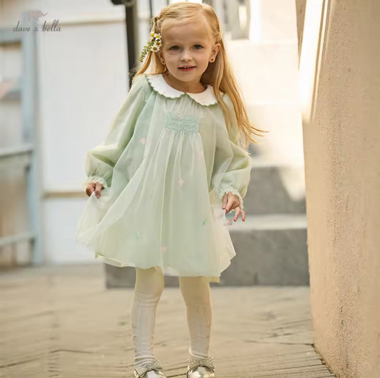 【予約】dave&bella デイブベラ　グラスグリーンチュールワンピース　DB1260813