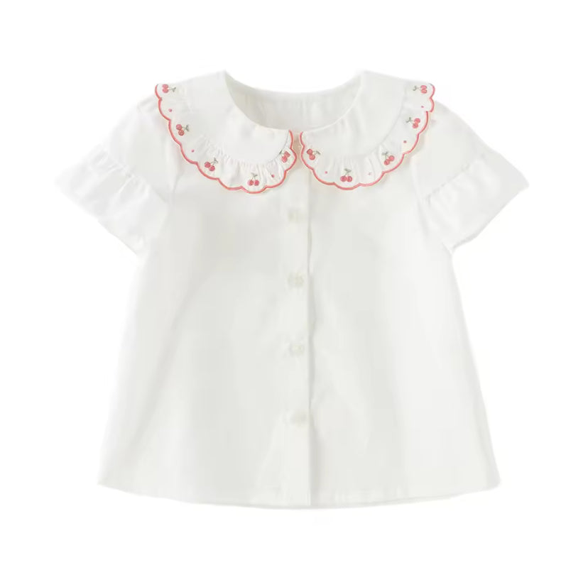 【予約】dave&bella デイブベラ　チェリー刺繍襟ブラウス　DB2261319