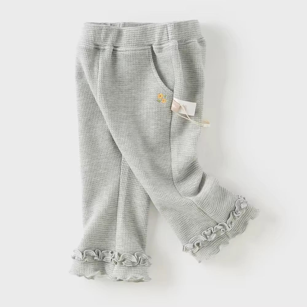 【予約】dave&bella デイブベラ　裾フリルフラワー刺繍パンツ　DB3252417