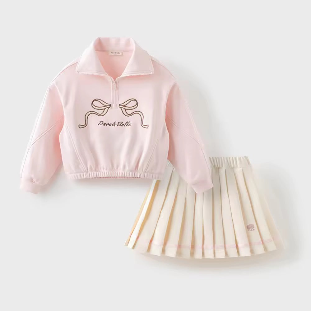 【予約】dave&bella デイブベラ　リボンデザイントップス&プリーツスカートセット　DK3253393
