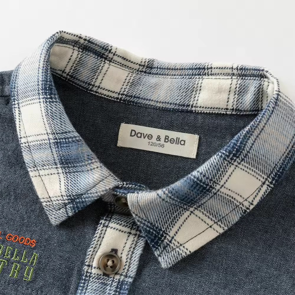 【予約】dave&bella デイブベラ　ブルーチェックシャツ　DK3253032