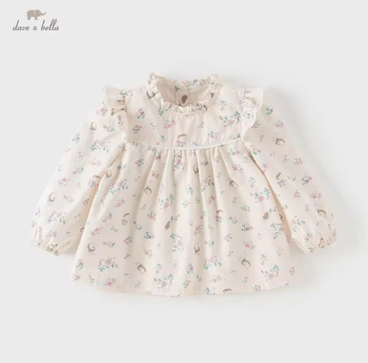 【予約】dave&bella デイブベラ　ハリネズミ&フラワー柄ブラウス　DB1260338