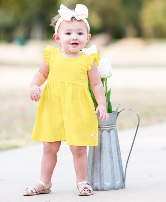 Ruffle Butts Lemon Flutter Dress