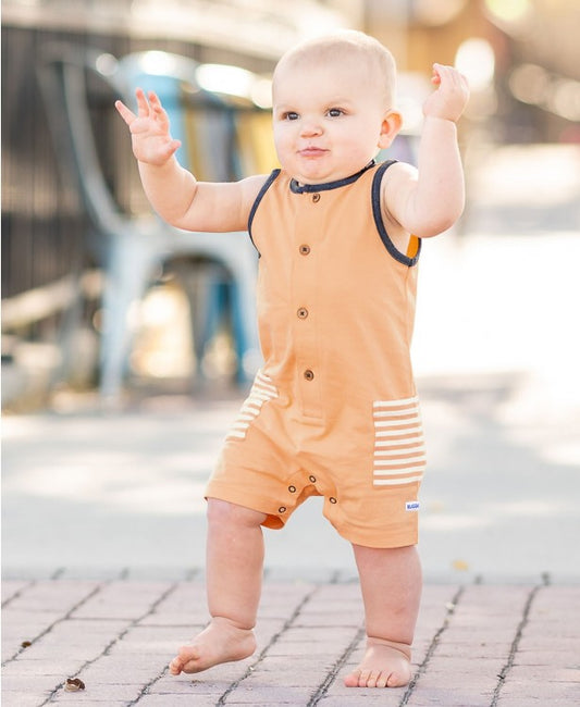 Rugged Butts Melon striped pocket romper