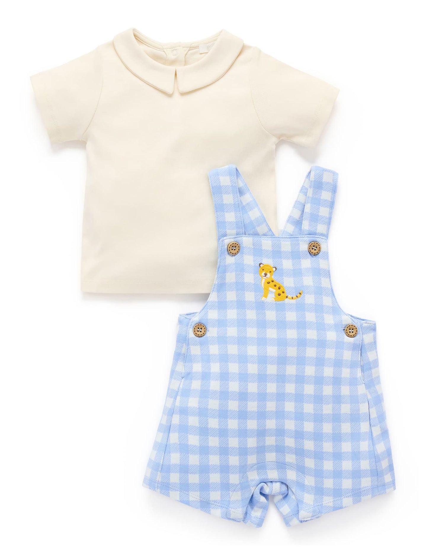Purebaby ピュアベビー　GINGHAM OVERALL SET　PN1045S25