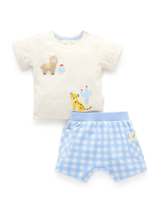 Purebaby ピュアベビー　GINGHAM SHORT AND TEE SET　	 PN1047S25