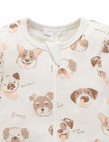 Purebaby ピュアベビー　SHORT SLEEVE ZIP GROWSUIT silly pets PS5003S23