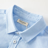 【予約】dave&bella　デイブベラ　ロゴ刺繍シンプルブルーシャツ　DK3236266