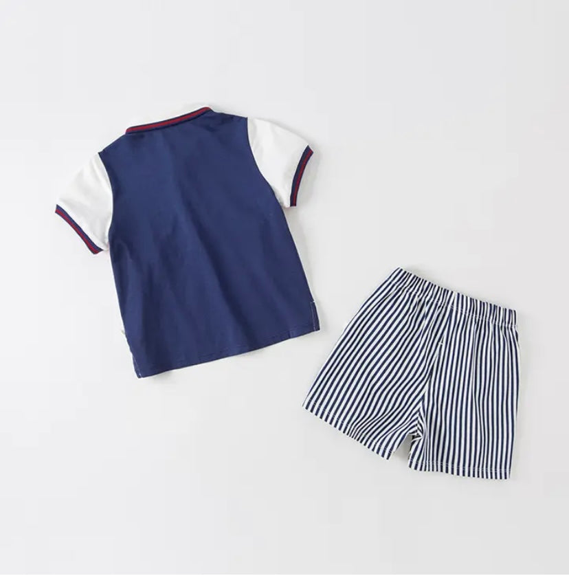 dave&amp;bella Dave Bella tricolor color tops &amp; shorts set DB2235119