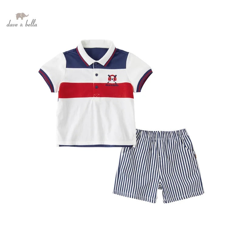 dave&amp;bella Dave Bella tricolor color tops &amp; shorts set DB2235119