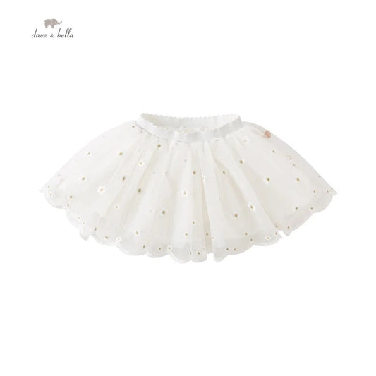 dave&amp;bella flower embroidery tulle skirt DB2234706