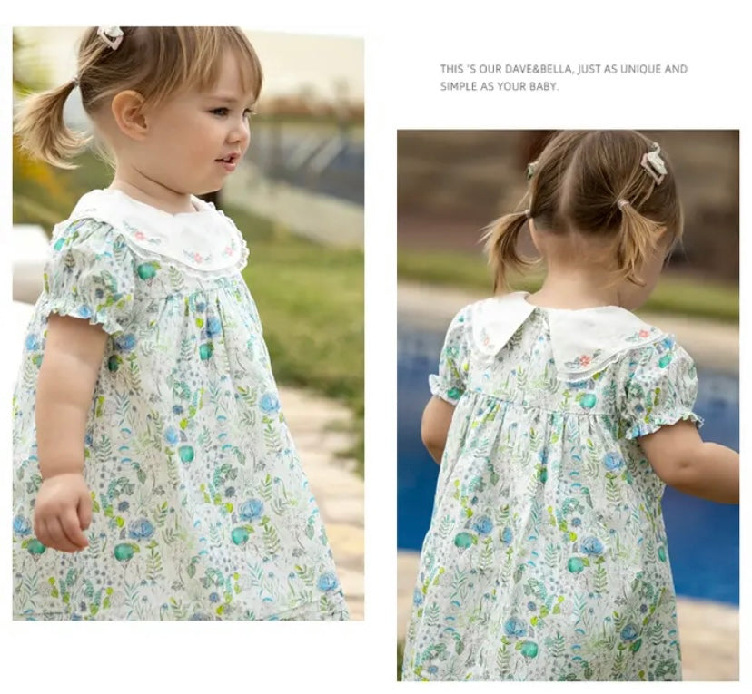 dave&amp;bella dave bella green blue floral dress DB2235218