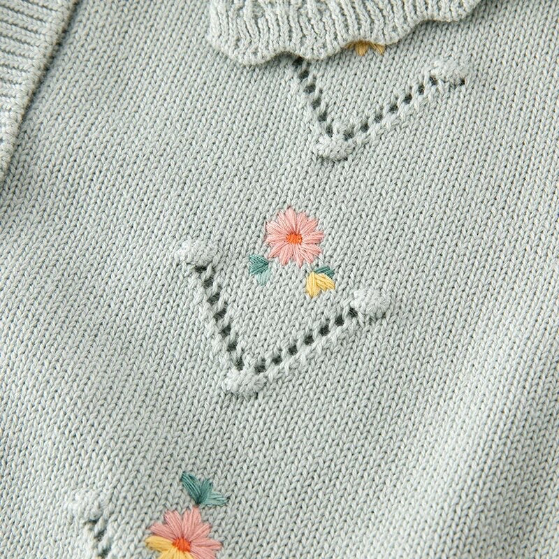 [Reservation] dave&amp;bella flower embroidery big color green cardigan DB3236234