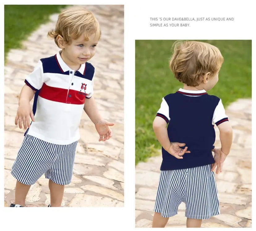 dave&amp;bella Dave Bella tricolor color tops &amp; shorts set DB2235119