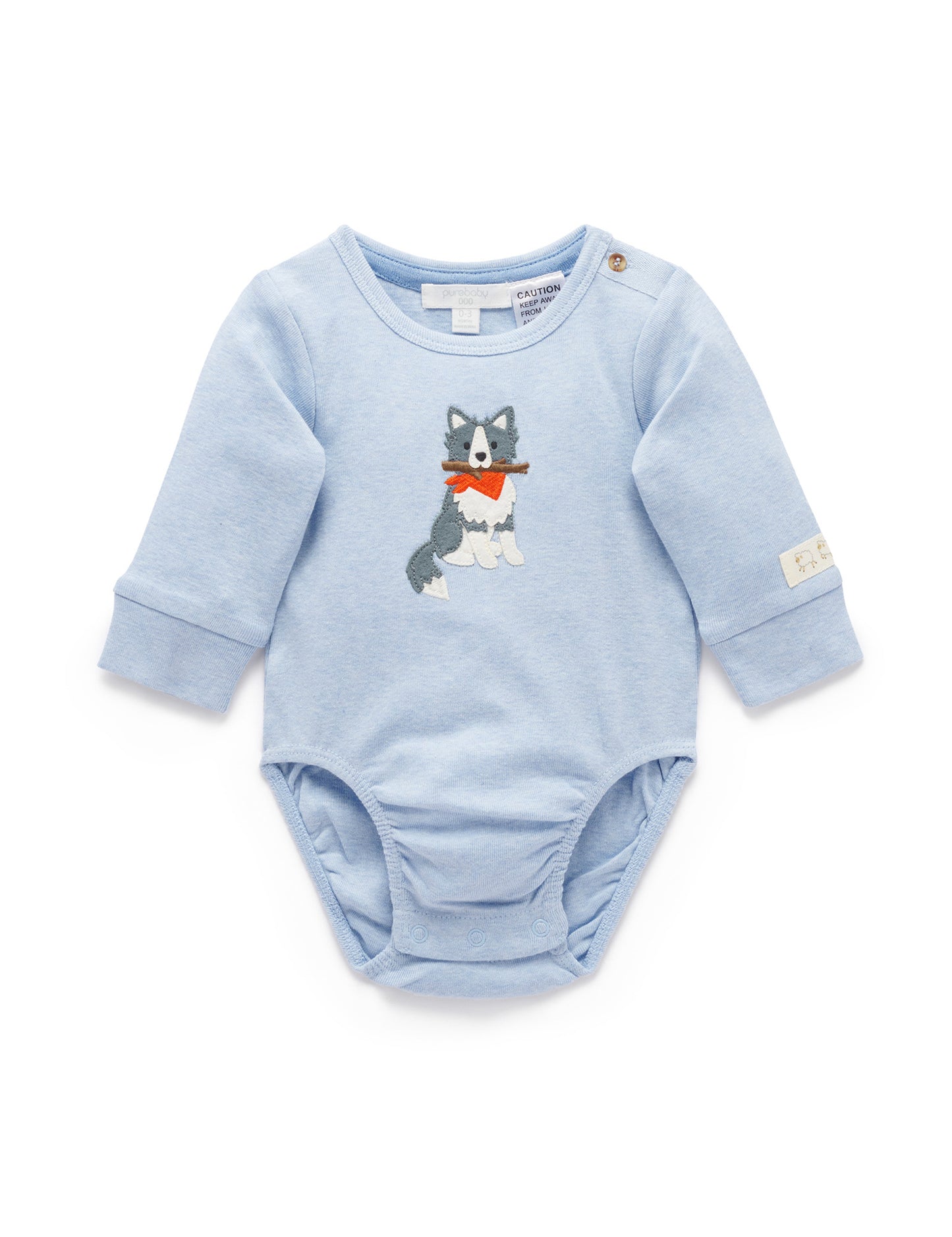 Purebaby ピュアベビー APPLIQUE BODYSUIT　SHEEP DOG　PN1001W25