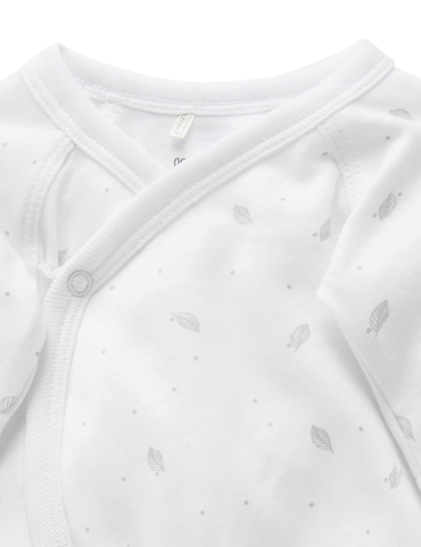 Purebaby ピュアベビー PREMI CROSSOVER LS GROWSUIT pale grey leaf w spot PR1001ES