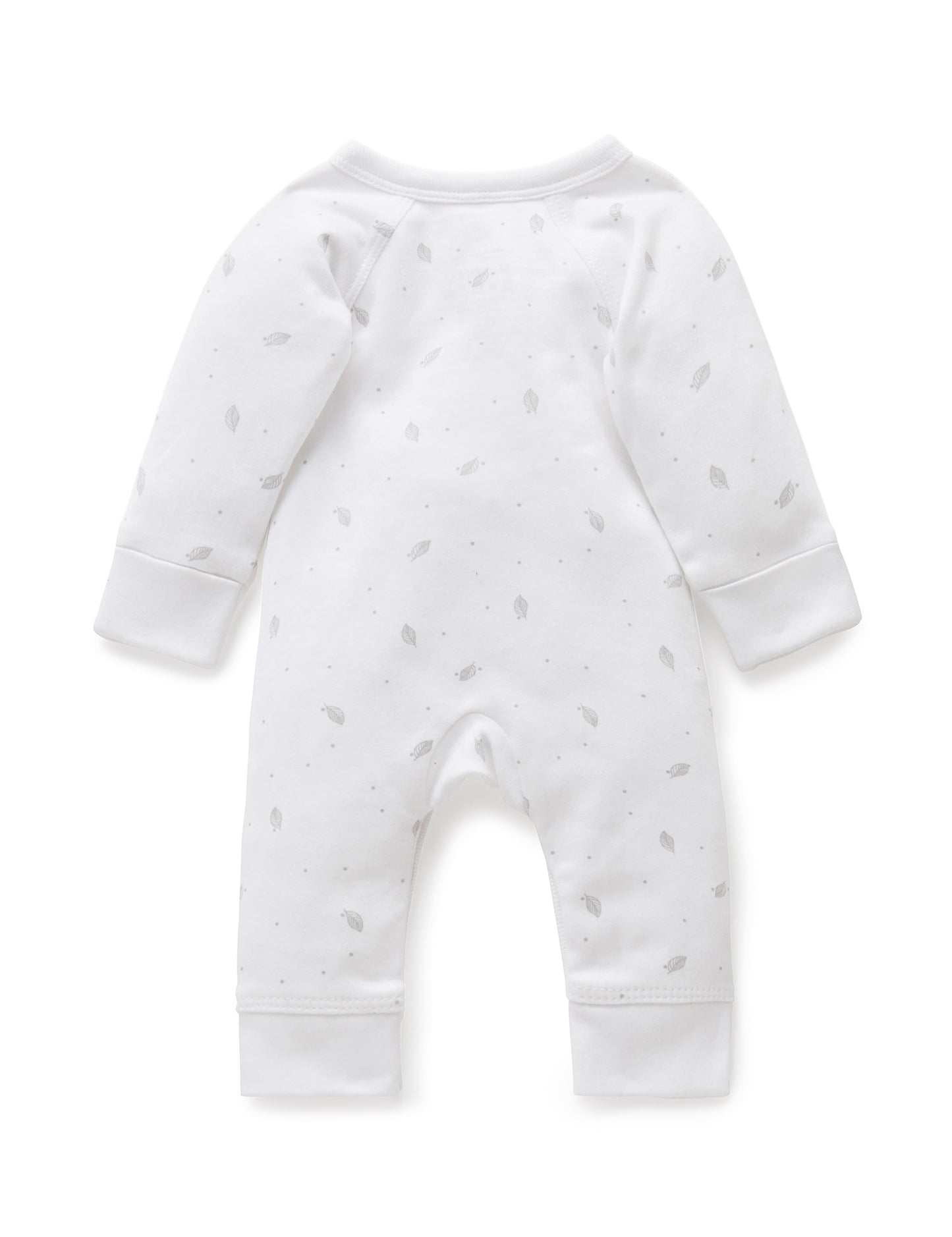 Purebaby ピュアベビー PREMI CROSSOVER LS GROWSUIT pale grey leaf w spot PR1001ES