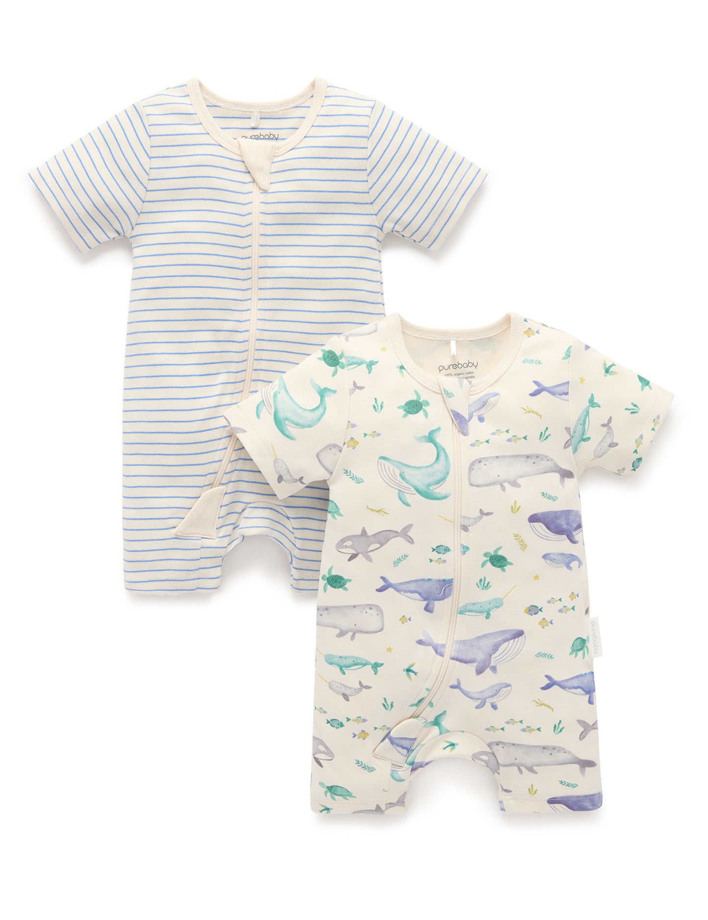 Purebaby　ピュアベビー　2 PACK S/SLV DIGITAL GROWSUIT　PNW1020NS