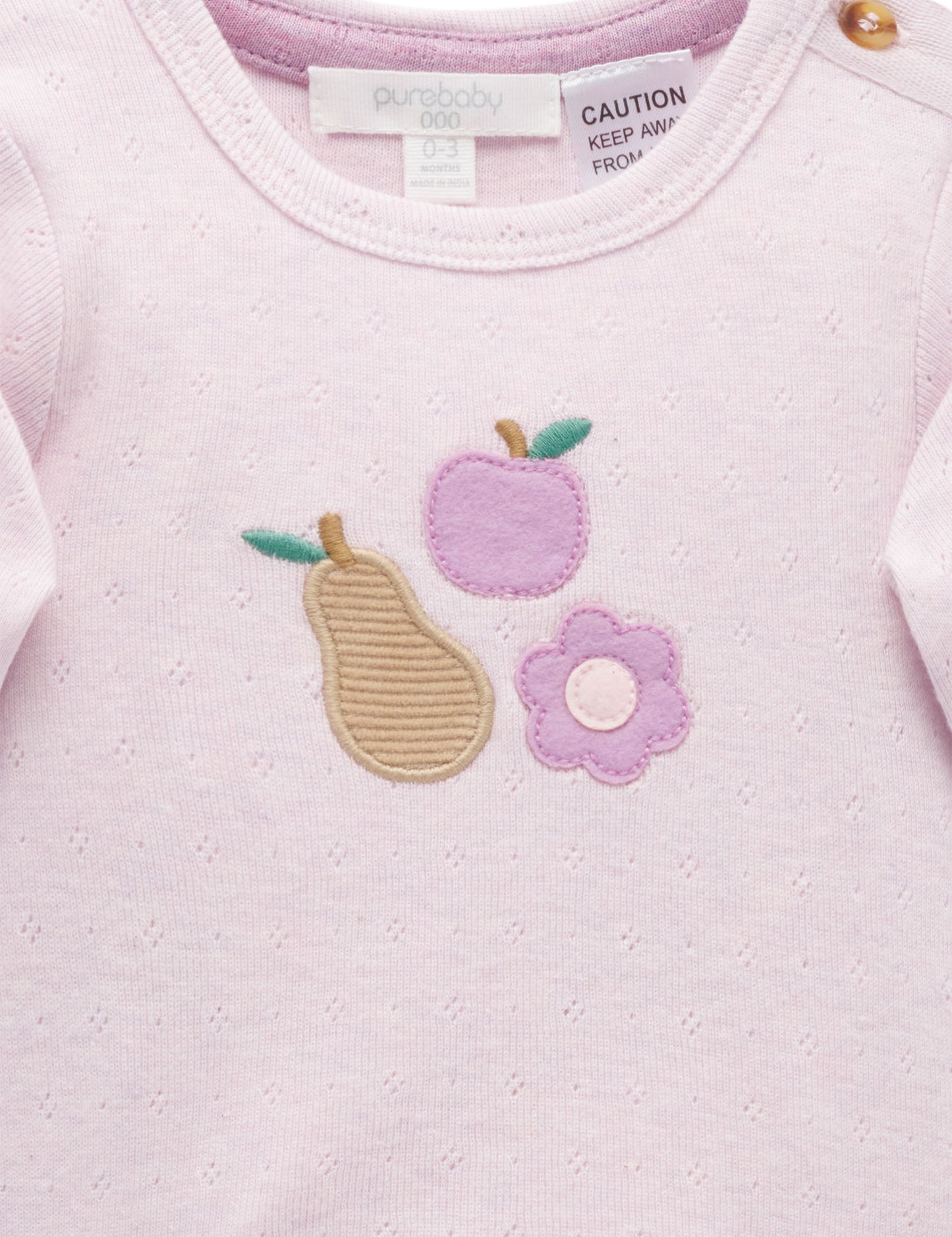 Purebaby ピュアベビー APPLIQUE BODYSUIT　　PN1001W25