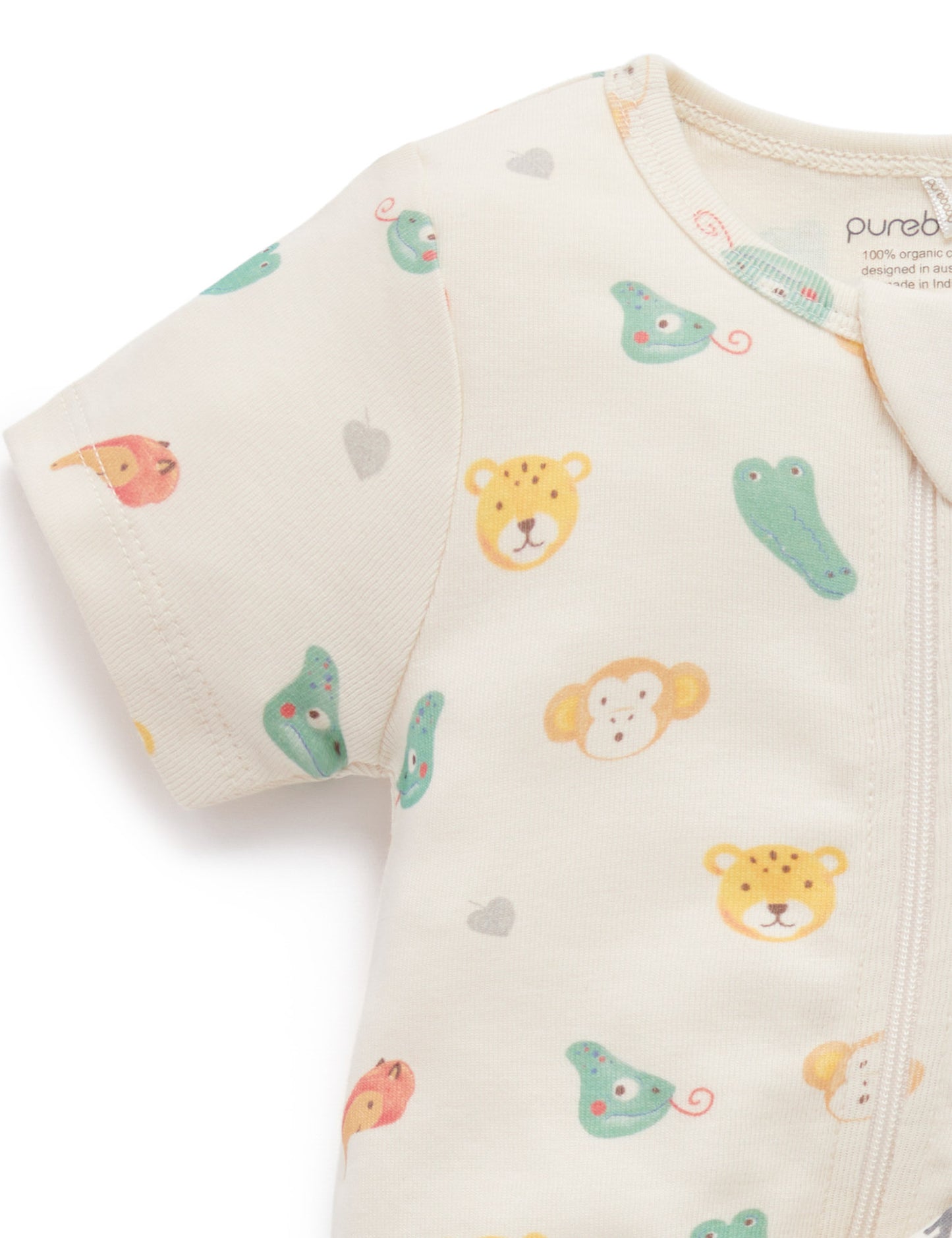 Purebaby　ピュアベビー　 2 PACK S/SLV DIGITAL GROWSUIT　FIESTA HEADS PRINT　PNW1022NS